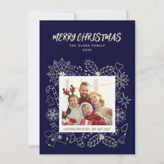 Cartão De Festividades Quadro de Fotografias Simples da Família 1 Elegant