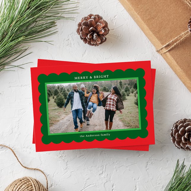 Cartão De Festividades Quadro de Fotografias Simples do Estilo Elf Vermel (Criador carregado)