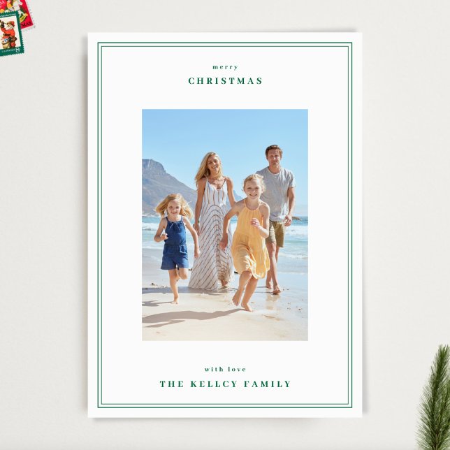 Cartão De Festividades Quadro de Fotografias Simples Verde da Apple de Na (Criador carregado)