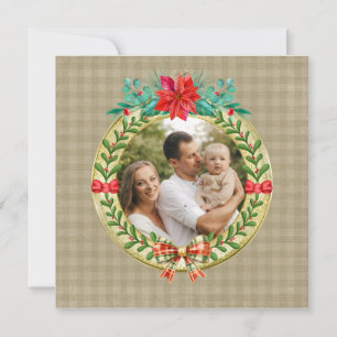 Cartão De Festividades Quadro de imagem personalizado e coroa de Natal