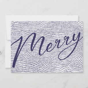 Cartão De Festividades Quadro de Natal Branco Azul Moderno Foto Feliz Hol