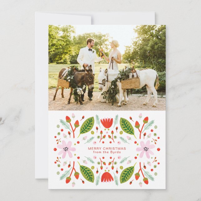 Cartão De Festividades Quadro de Natal de Arte Folclórica Escandinava (Frente)