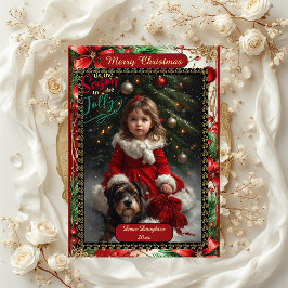 Cartão De Festividades Quadro de Natal Floral Filha Moderna 5 Fotos