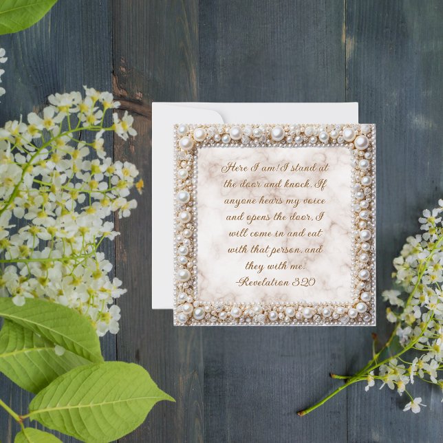 Cartão De Festividades Quadro de Pérolas Personalizável para Download Ele (Criador carregado)