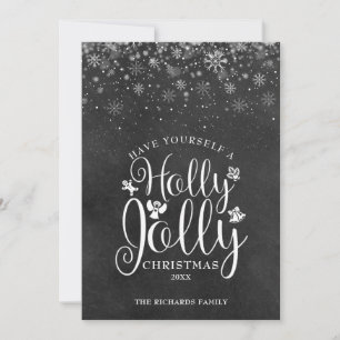 Cartão De Festividades Quadro de Referência de Natal Holly Jolly Elegante