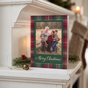 Cartão De Festividades Quadro de Xadrez Natal Família Foto