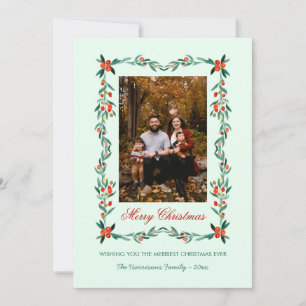 Cartão De Festividades Quadro Floral de Inverno Natal Foto Férias 