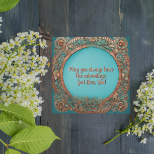 Cartão De Festividades Quadro Floral de Turquesa de Cobre