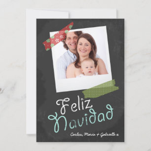 Cartão De Festividades Quadro Fotográfico Feliz Navidad E Fita Colorida