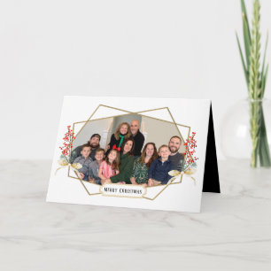 Cartão De Festividades Quadro Geométrico Dourado de Foto da Família Feliz