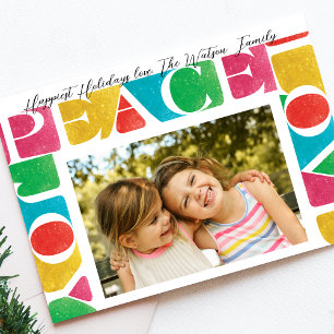Cartão De Festividades quadro moderno colorido AMOR PAZ ALEGRIA