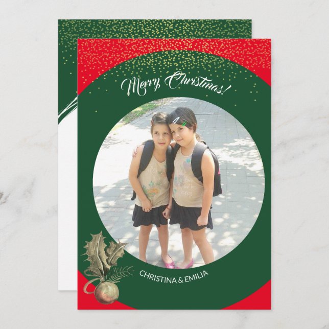 Cartão De Festividades Quadro Verde Uma Foto Feliz Natal (Frente/Verso)