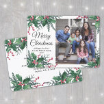 Cartão De Festividades Qualquer Texto 1 Foto Natal Folhagem Holly & Berri<br><div class="desc">Enviar saudações na moda alegres e compartilhar uma foto favorita com um cartão de feriado personalizado de colagem de fotos. Todo o texto nesta modelo é simples de personalizar para incluir qualquer texto, como Feliz Natal, Felizes Feriados, Saudações de Ano Novo, Cheers de Ano Novo, etc. (DICA DE PLACEMENTO DE...</div>