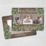 Cartão De Festividades Qualquer Texto 4 Foto Rustic Wood Pine & String Li<br><div class="desc">Envie saudações alegres e compartilhe quatro das suas fotos favoritas com um cartão de feriado de colagem de na moda. Todo o texto nesta modelo é simples de personalizar para incluir qualquer texto, como Feliz Natal, Felizes Feriados, Saudações de Ano Novo, Cheers de Ano Novo, etc. (DICA DE PLACEMENTO DE...</div>