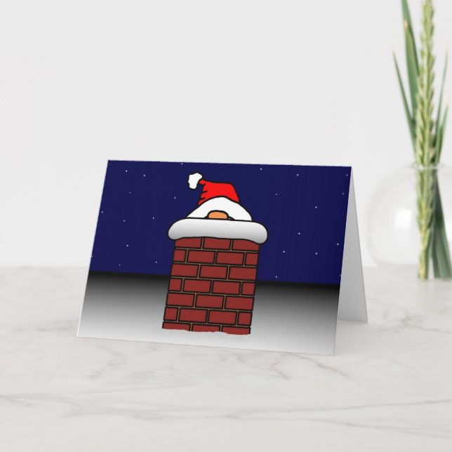 Cartão De Festividades Quando os Papais noeis ficaram presos (Frente)