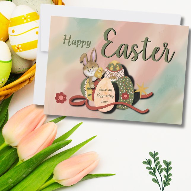 Cartão De Festividades Quantos coelhos e galinhas? (How many bunnies and chickens _ holiday card )