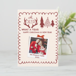 Cartão De Festividades Quão Múltiplo Ano De Foto Vermelho De Natal