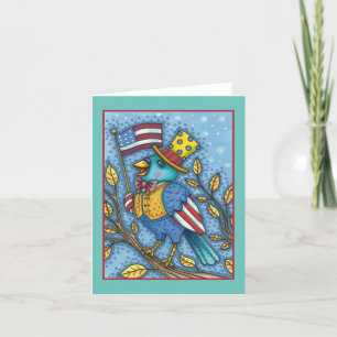 Cartão De Festividades QUARTO DE JULHO BLUEBIRD TWEET, Vazio DE BANDEIRA