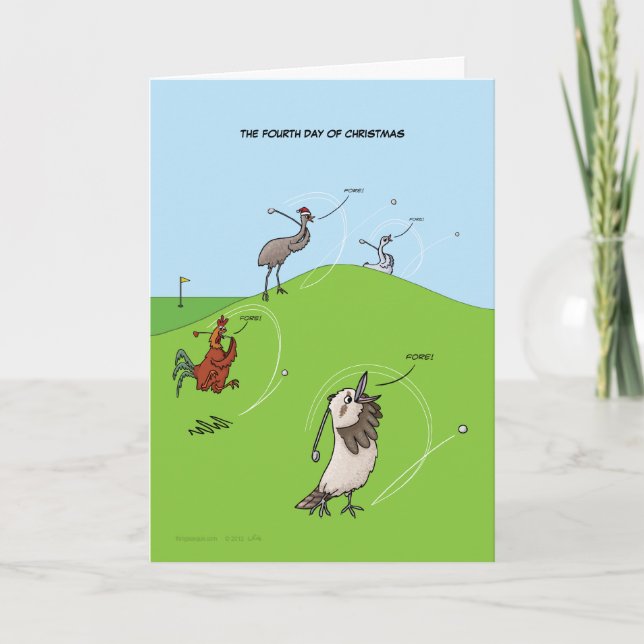 Cartão De Festividades Quarto Dia de Natal (Quatro Calling Birds Card) (Frente)