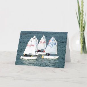 Cartão De Festividades Quatro barcos de vela Optimist