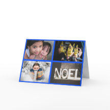 Quatro fotos na fronteira azul Natal Ano Novo