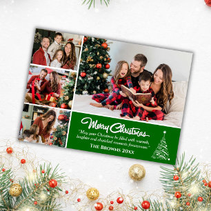 Cartão De Festividades Quatro imagens de colagem, um belo Natal verde