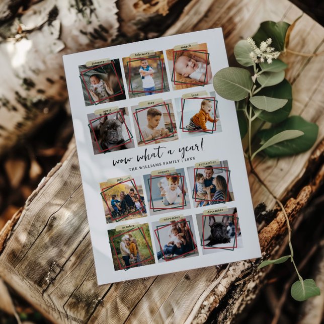 Cartão De Festividades Que Ano | 12 Colagem de Fotos Natal Feriado (Criador carregado)