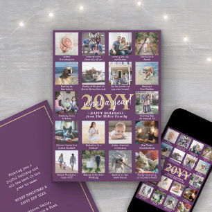 Cartão De Festividades Que Ano 18 Colagem de Fotos e Legendas Roxo