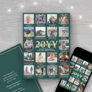 Cartão De Festividades Que Ano 18 Colagem de Fotos e Legendas Verde