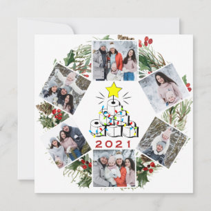 Cartão De Festividades Que ano 2021 Quarentena Árvore Natal 6 FOTO