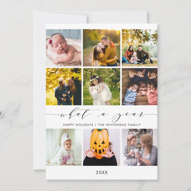 Cartão De Festividades Que Ano | Ano em Revisão Fotos de Felizes Festas (Frente)