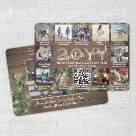 Cartão De Festividades Que ano! Código QR 12 Madeira fotográfica, pinheir