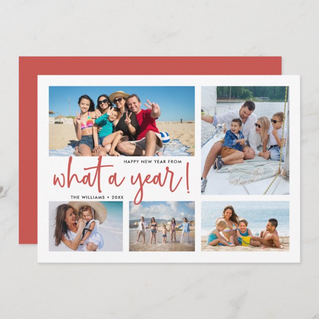 Cartão De Festividades Que Ano De Colagem De Fotos Em Revisão (Frente/Verso)