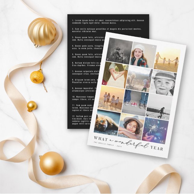 Cartão De Festividades Que Ano Maravilhoso Na Revisão 12 Da Colagem Fotog (Criador carregado)
