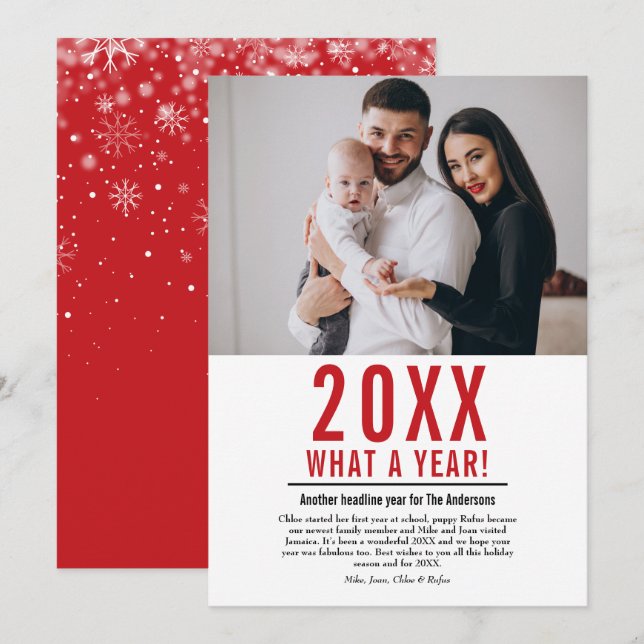Cartão De Festividades Que Ano Notícias de Família Foto Ano em Revisão (Frente/Verso)