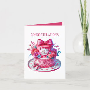 Cartão De Festividades Que bom que é bolo de menina.