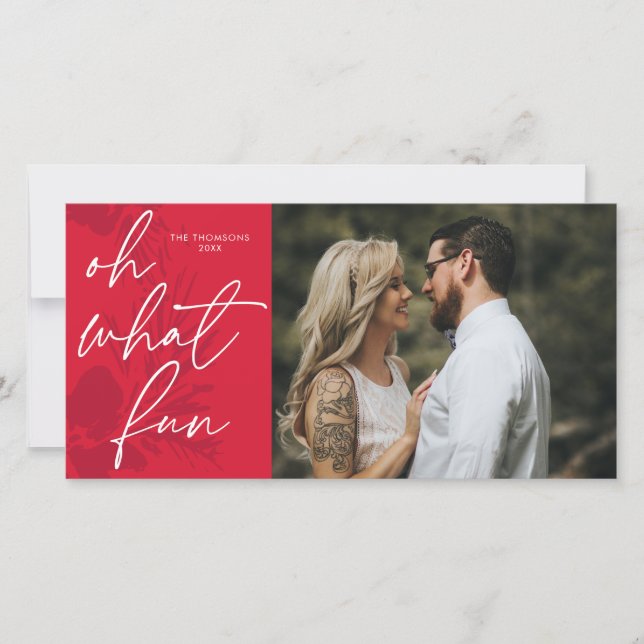 Cartão De Festividades Que Diversão Vermelho De Natal (Frente)