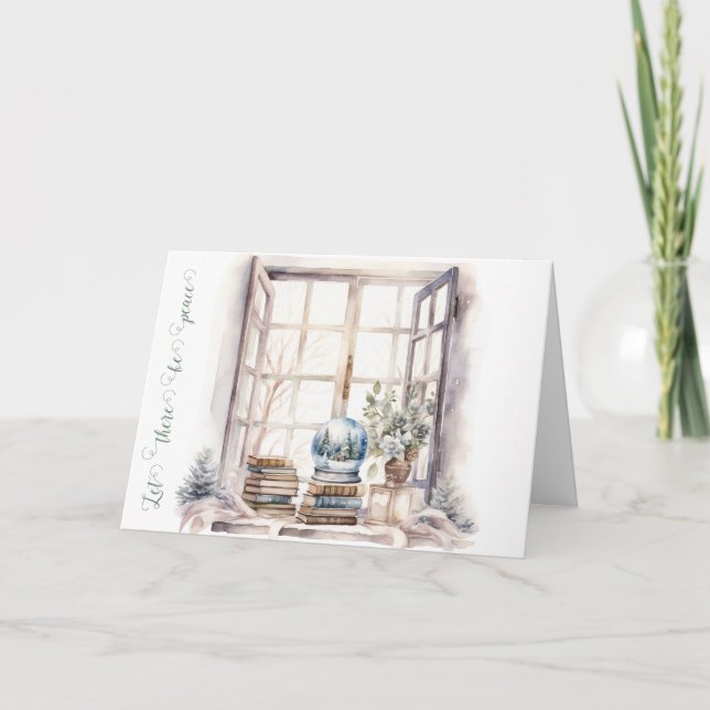 Cartão De Festividades Que Haja O Globo Da Neve Da Paz (Frente)