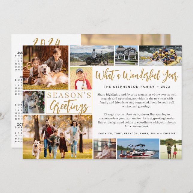 Cartão De Festividades Que maravilhoso calendário de 11 fotos 2024 (Frente/Verso)