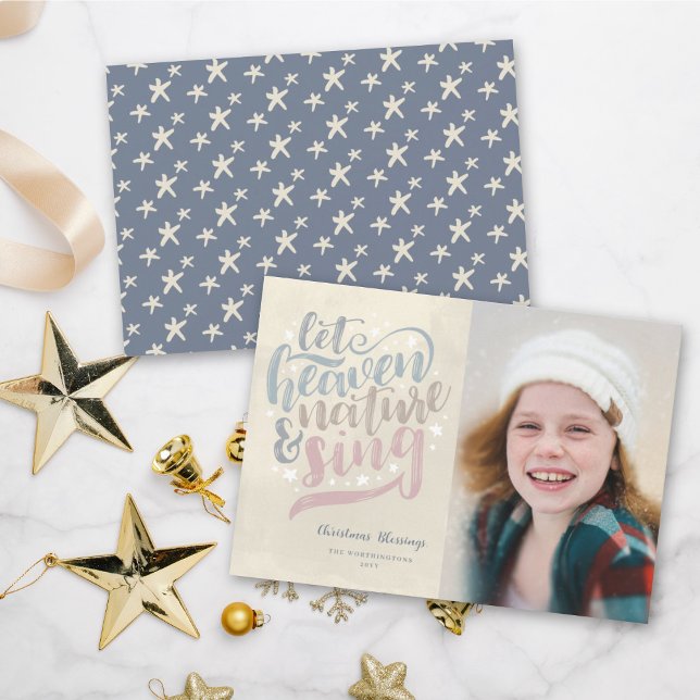 Cartão De Festividades Que O Céu E A Natureza Cantem O Natal Religioso (Criador carregado)