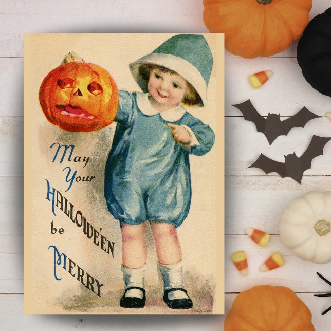 Cartão De Festividades Que o seu Halloween seja alegre personalizado vint (May Your Halloween Be Merry Custom Vintage Downlaodable Card with editable message. Just add names!)
