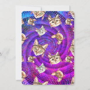 Cartão De Festividades Quebecois de aniversário Hippie cabeças de gato ps
