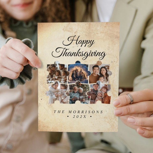 Cartão De Festividades Quebra-cabeça Collage 6 Foto Rustic Happy Ação de  (Criador carregado)