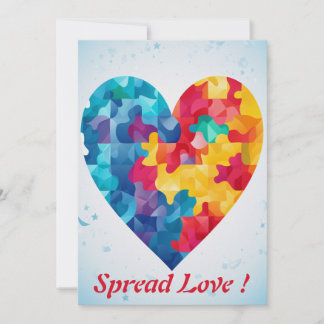 Cartão De Festividades Quebra-cabeça do Amor Coração Arco-íris Personaliz
