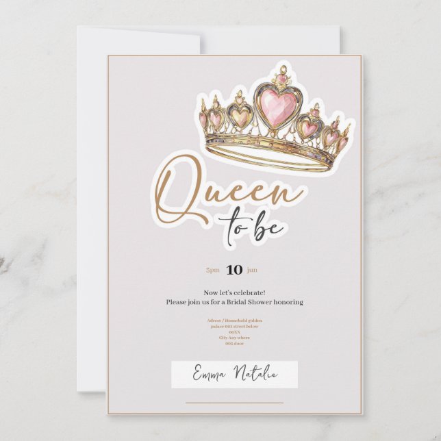 Cartão De Festividades Queen to be elegant bridal shower invitation (Frente)