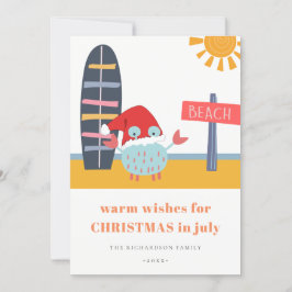 Cartão De Festividades Quente anseia o Natal em julho Praia Sun Crab