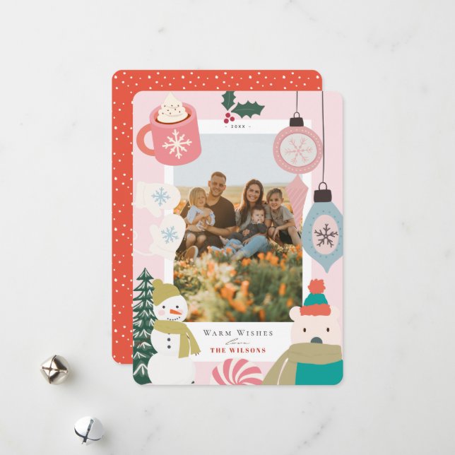 Cartão De Festividades Quente deseja cacau Mittens Foto (Frente/Verso In Situ)