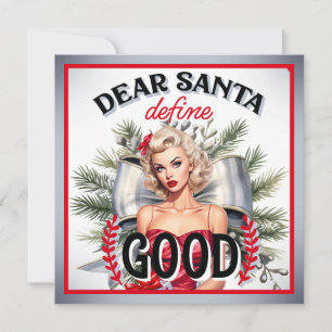 Cartão De Festividades Querido Papai Noel Defina Bom Pin-up Retro