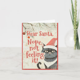 Cartão De Festividades Querido Papai Noel Gato Preto Engraçado Anti Natal