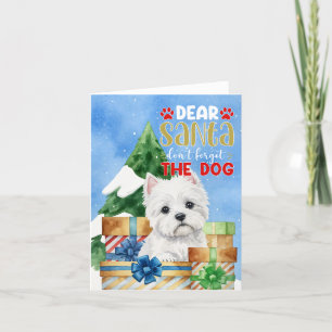 Cartão De Festividades Querido Papai Noel não se esqueça do cão Westie